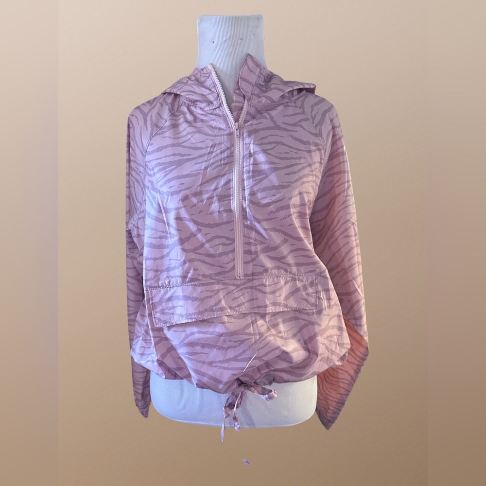 Marika: Women’s Pink Animal Print Tie Front Nylon Jacket; Size Small